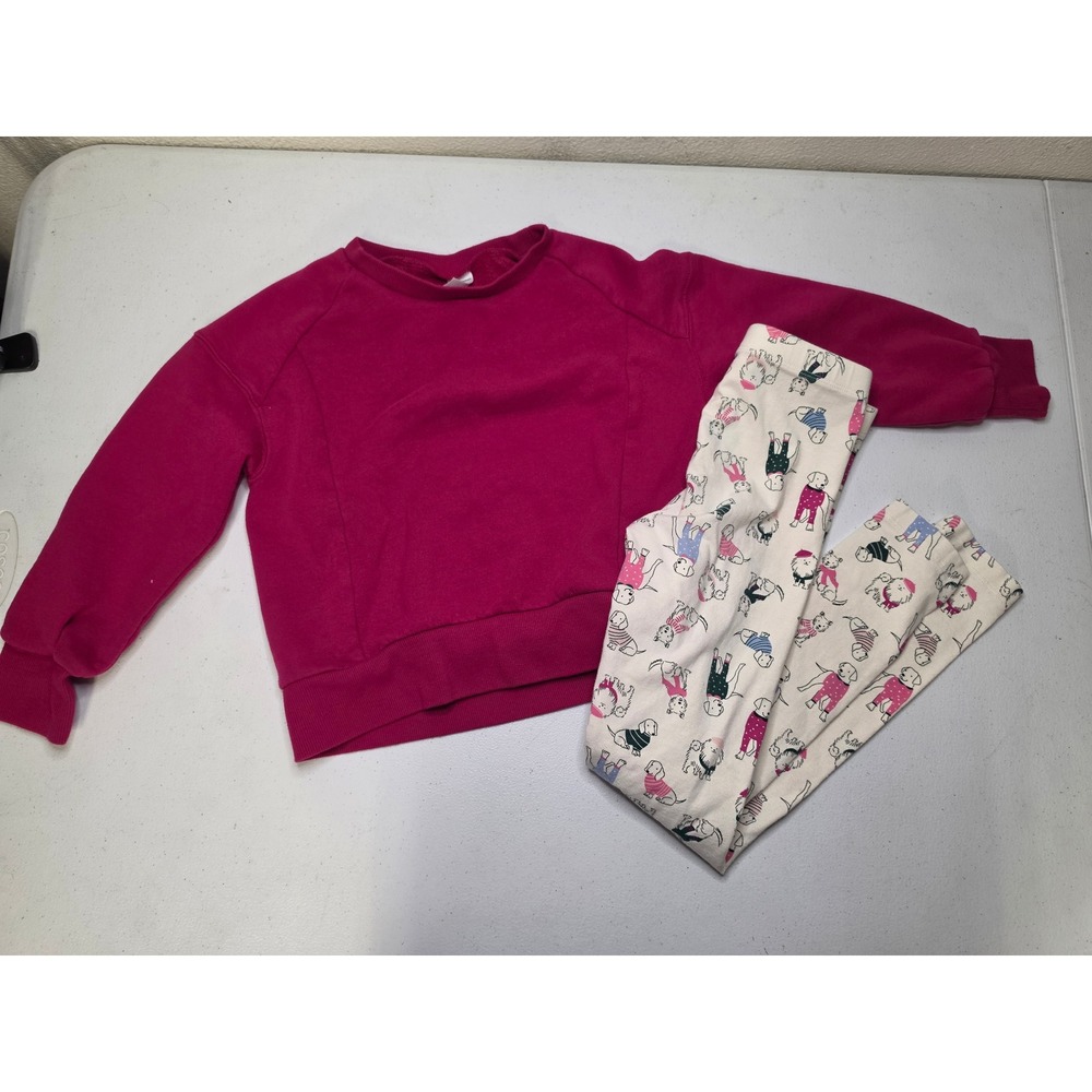 Carter's Pink Sweatshirt & Wonder Nation Dog Print Leggings Set Girls 7-8 M